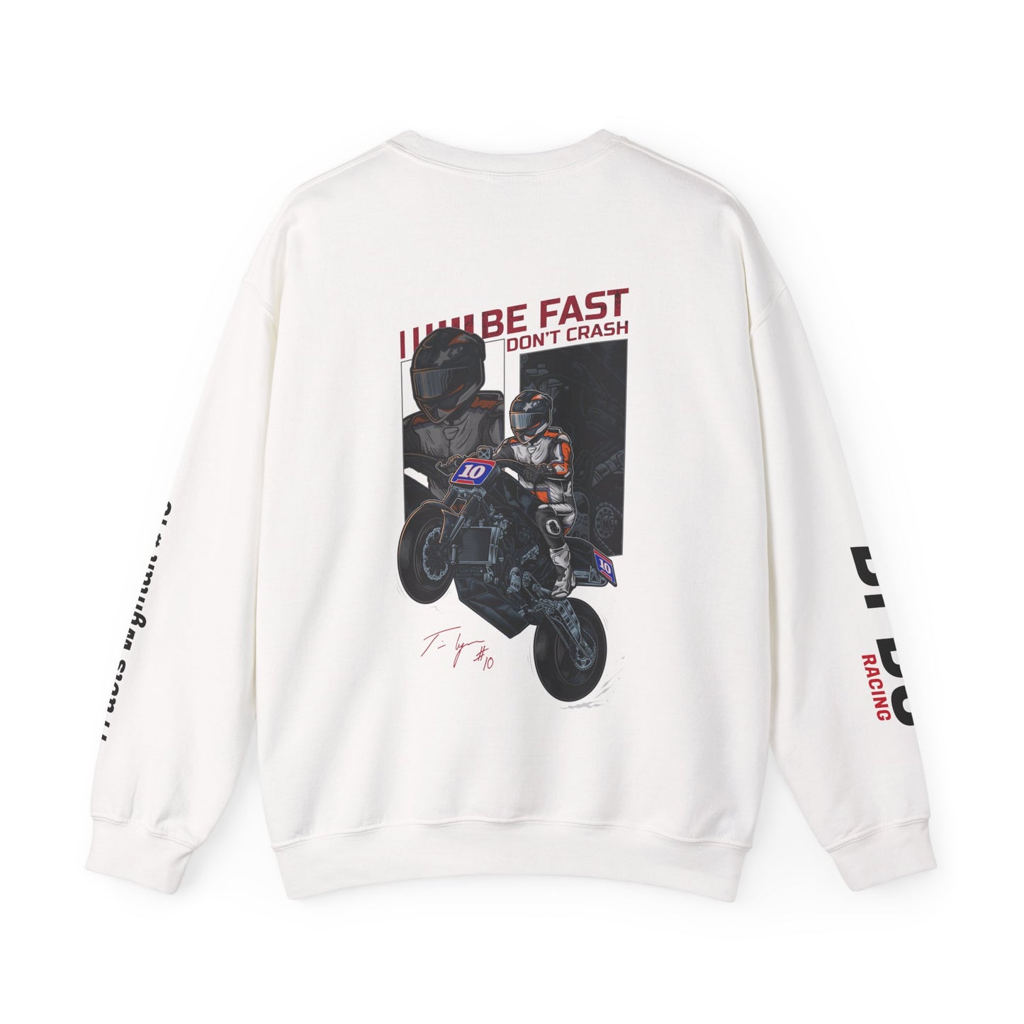 Travis Wyman #10 BFDC Racing Crewneck Sweatshirt - Design Back (WHITE)