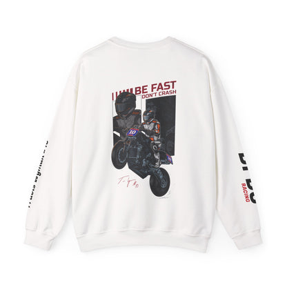 Travis Wyman #10 BFDC Racing Crewneck Sweatshirt - Design Back (WHITE)